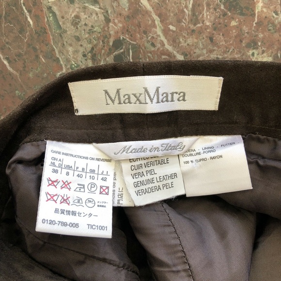 Vintage MAXMARA F/W 1999 Suede Leather Straight Leg Trouser Pants in Brown - Picture 7 of 8